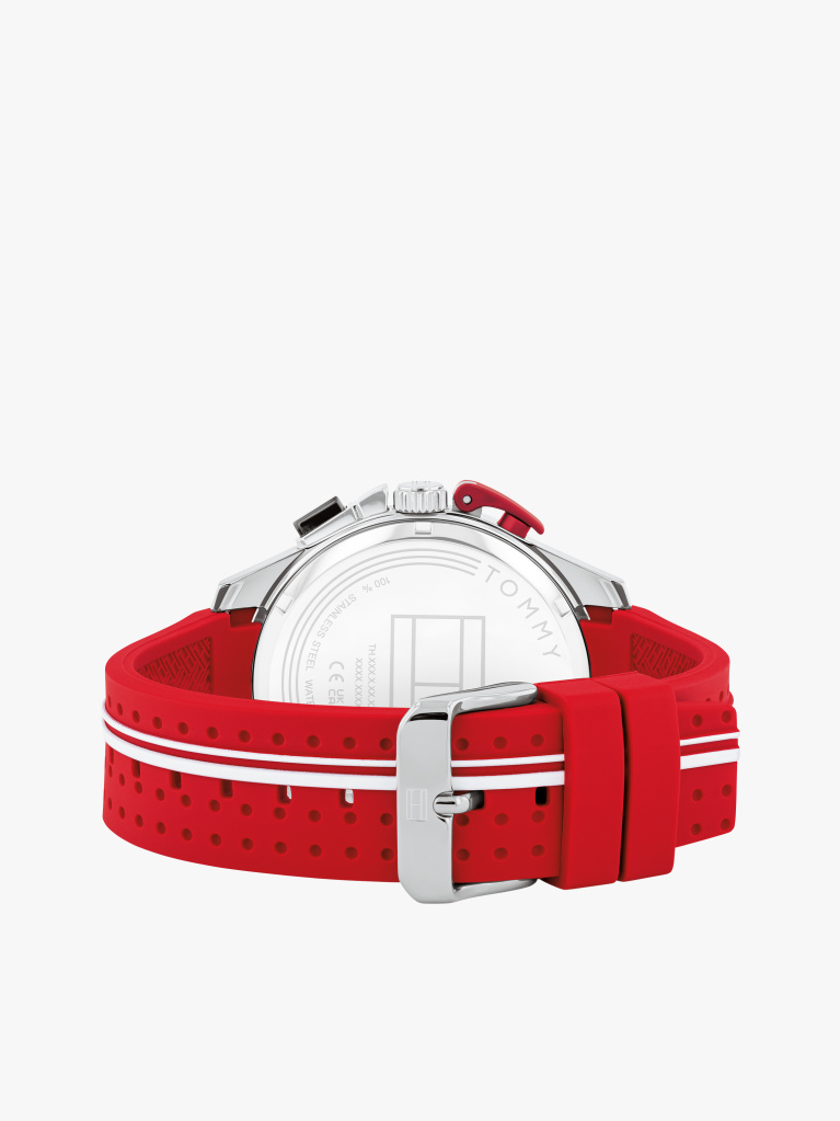 Red Red Dial Silicone Strap Watch  Men