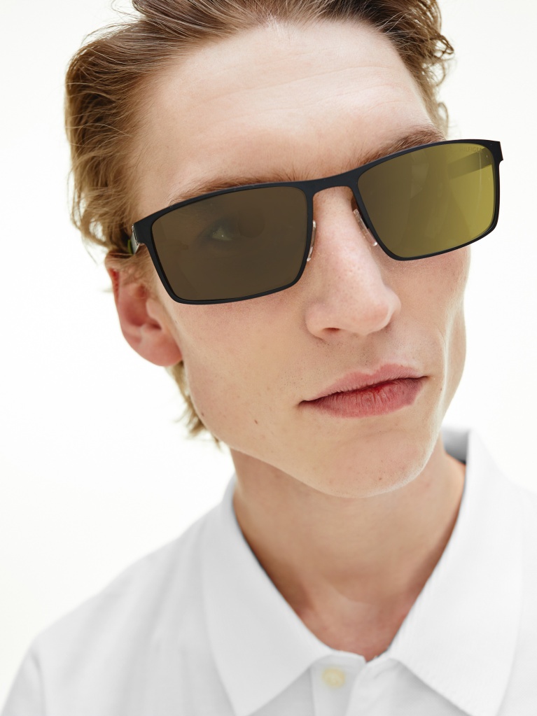 Black Rectangular Metal Frame Sunglasses  Men