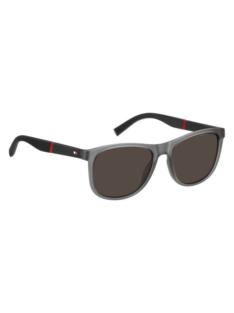 Grey Flag Patch Rectangular Sunglasses  Men