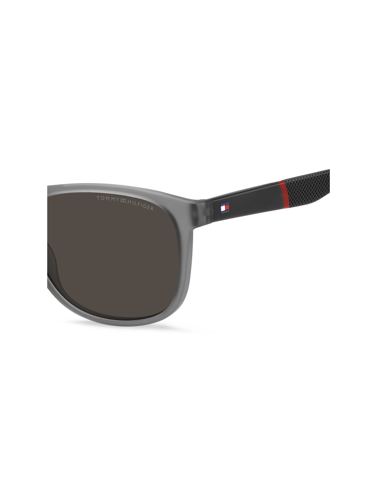 Grey Flag Patch Rectangular Sunglasses  Men