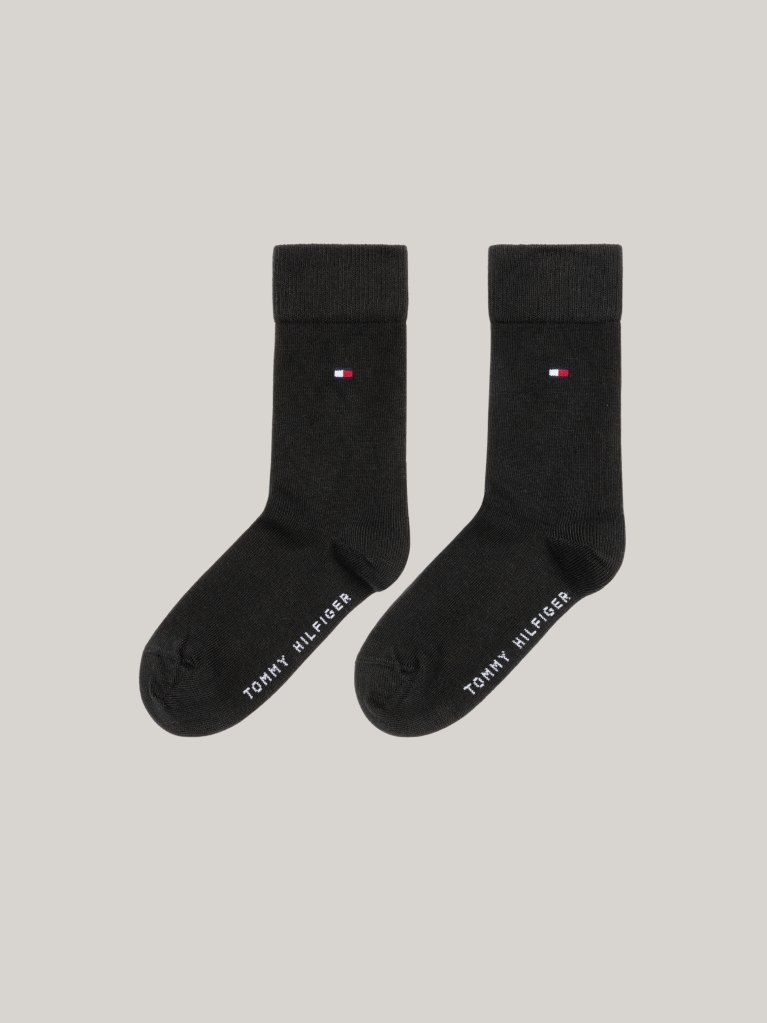 Black TH Children Sock Basic 2P  Kids Unisex