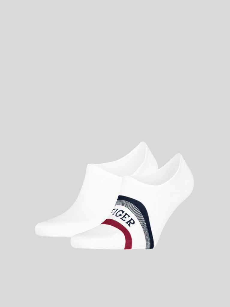 White Tommy Hilfiger Men's Invisible Footie Socks 2 Pack  Men