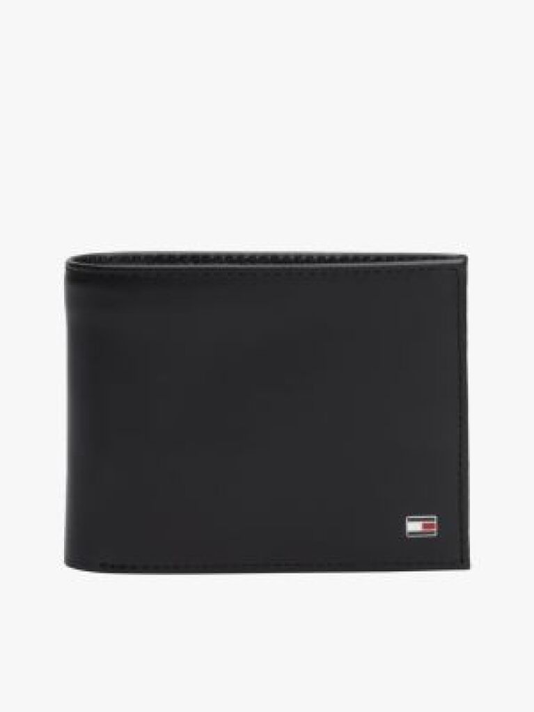 Black Leather Flap Wallet  Men