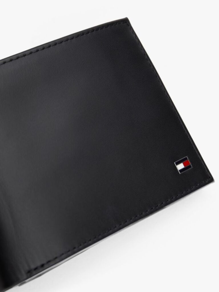 Black Leather Flap Wallet  Men