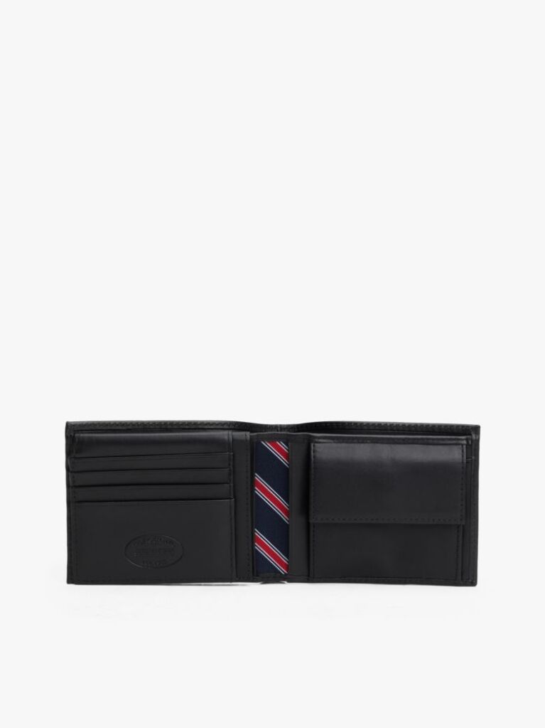 Black Leather Flap Wallet  Men