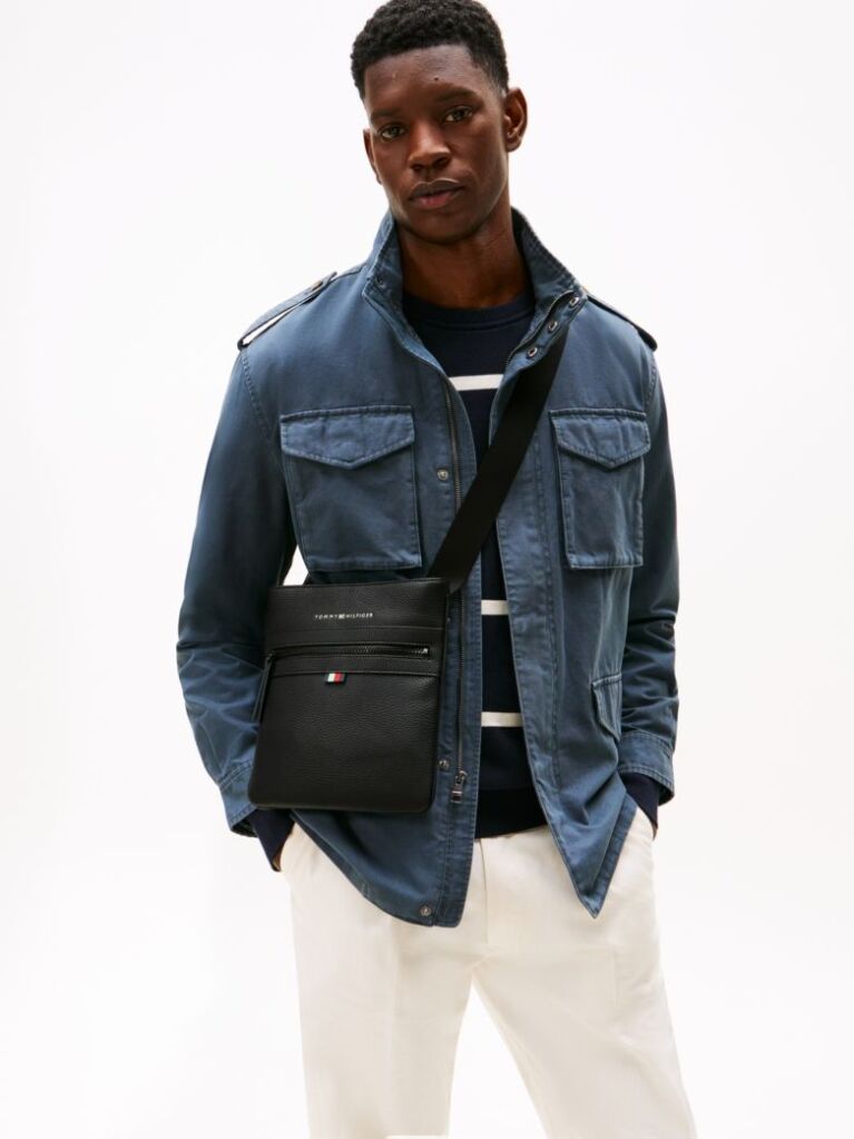 Black Essential Crossover Bag  Men