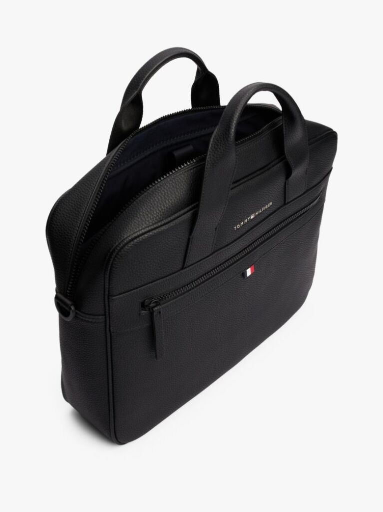 Black Essential Polyurethane Computer Bag  Men