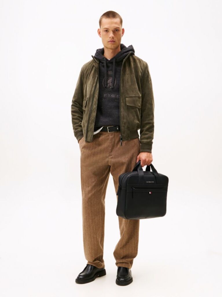 Black Essential Polyurethane Computer Bag  Men