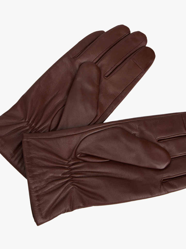 Brown Essential Enamel Flag Leather Gloves  Men