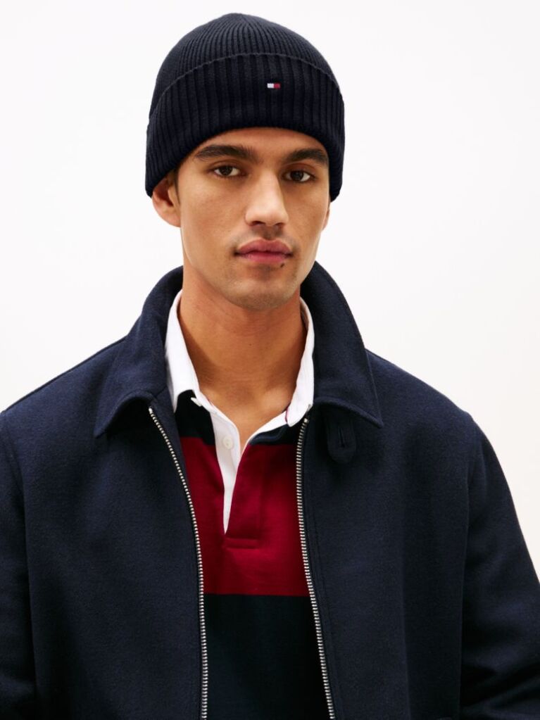 Μπλε Σκούφος Κασμίρ Με Σημαιάκι Hilfiger  Άνδρες