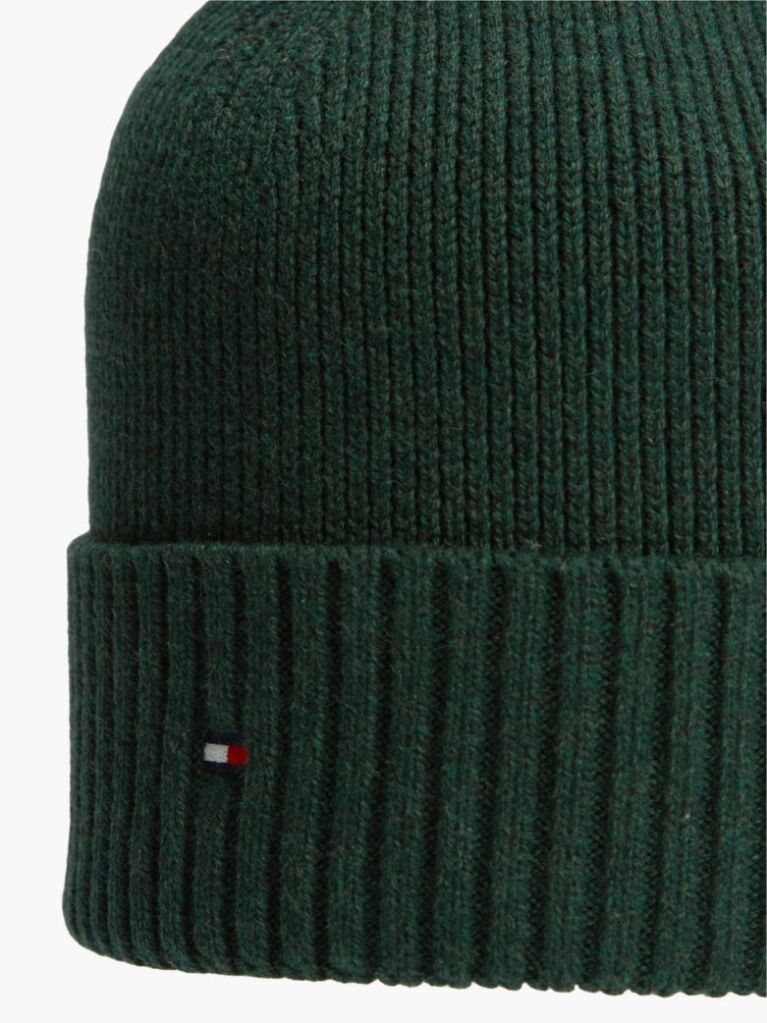 Green Hilfiger Flag Beanie With Cashmere  Men