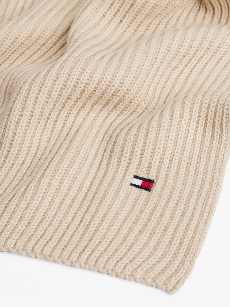 Μπεζ Κασκόλ Από Κασμίρ Με Κεντητό Σημαιάκι Hilfiger  Άνδρες