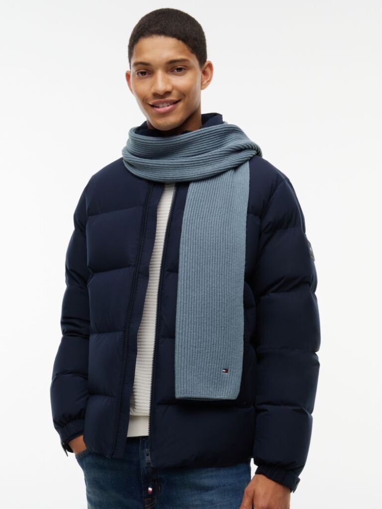 Blue Hilfiger Flag Embroidery Scarf with Cashmere  Men