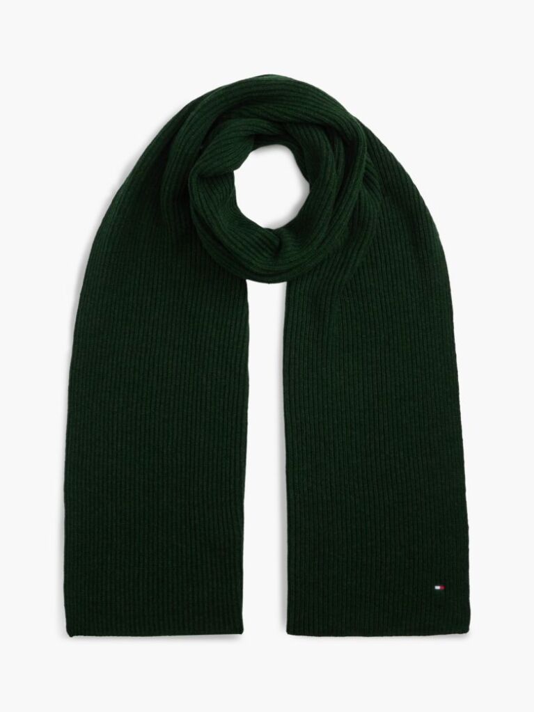Green Hilfiger Flag Embroidery Scarf with Cashmere  Men
