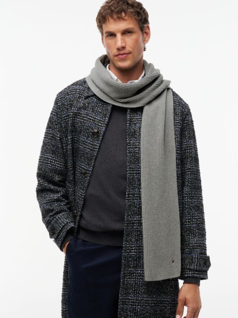 Grey Hilfiger Flag Embroidery Scarf with Cashmere  Men