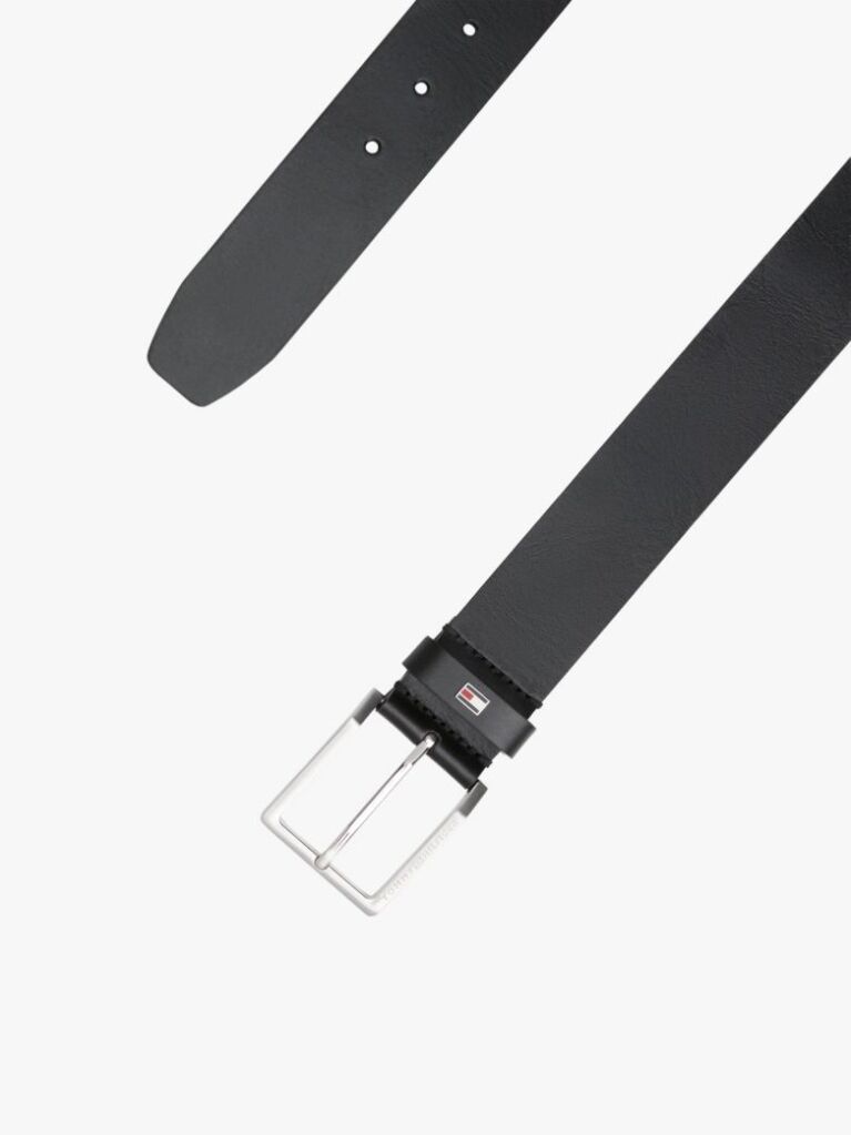 Black Square Buckle Leather Belt  Men