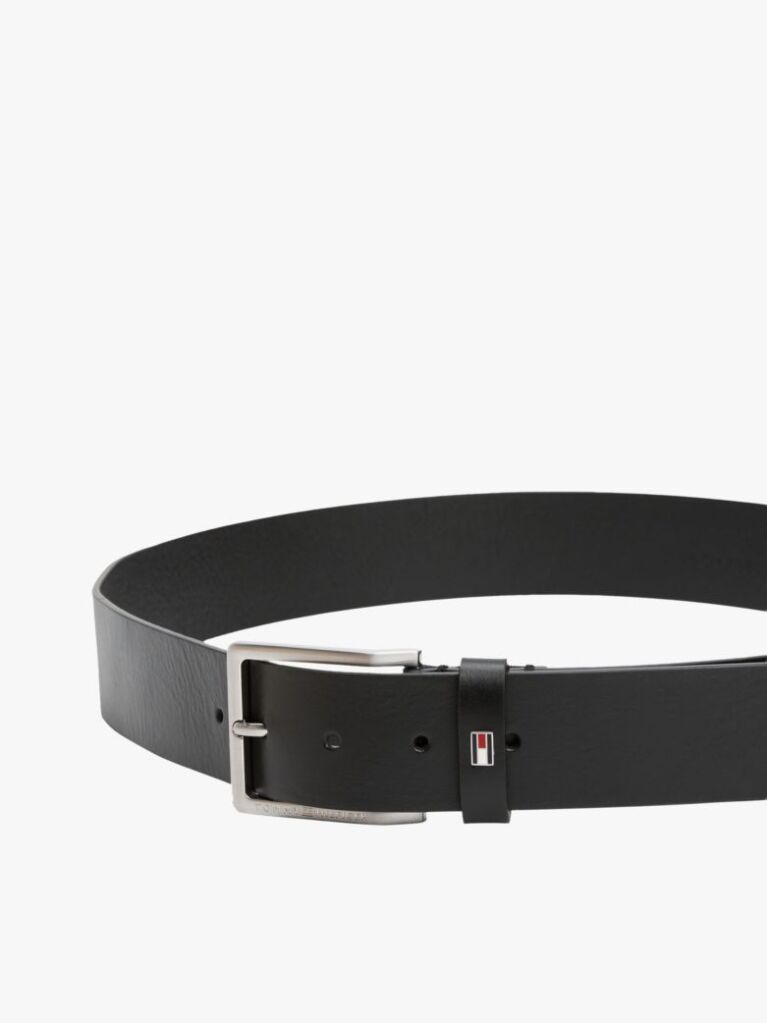 Black Square Buckle Leather Belt  Men