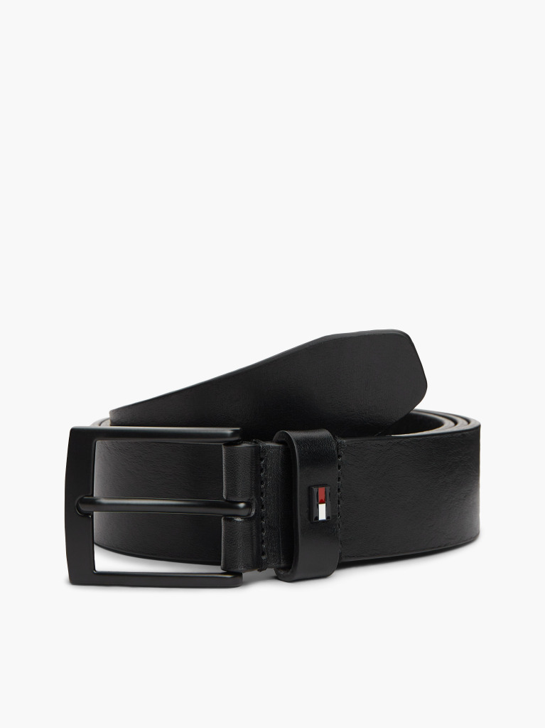 Black Square Buckle Leather Belt  Men