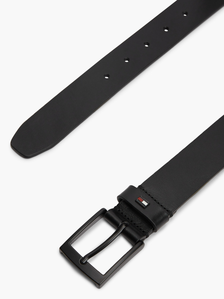 Black Square Buckle Leather Belt  Men