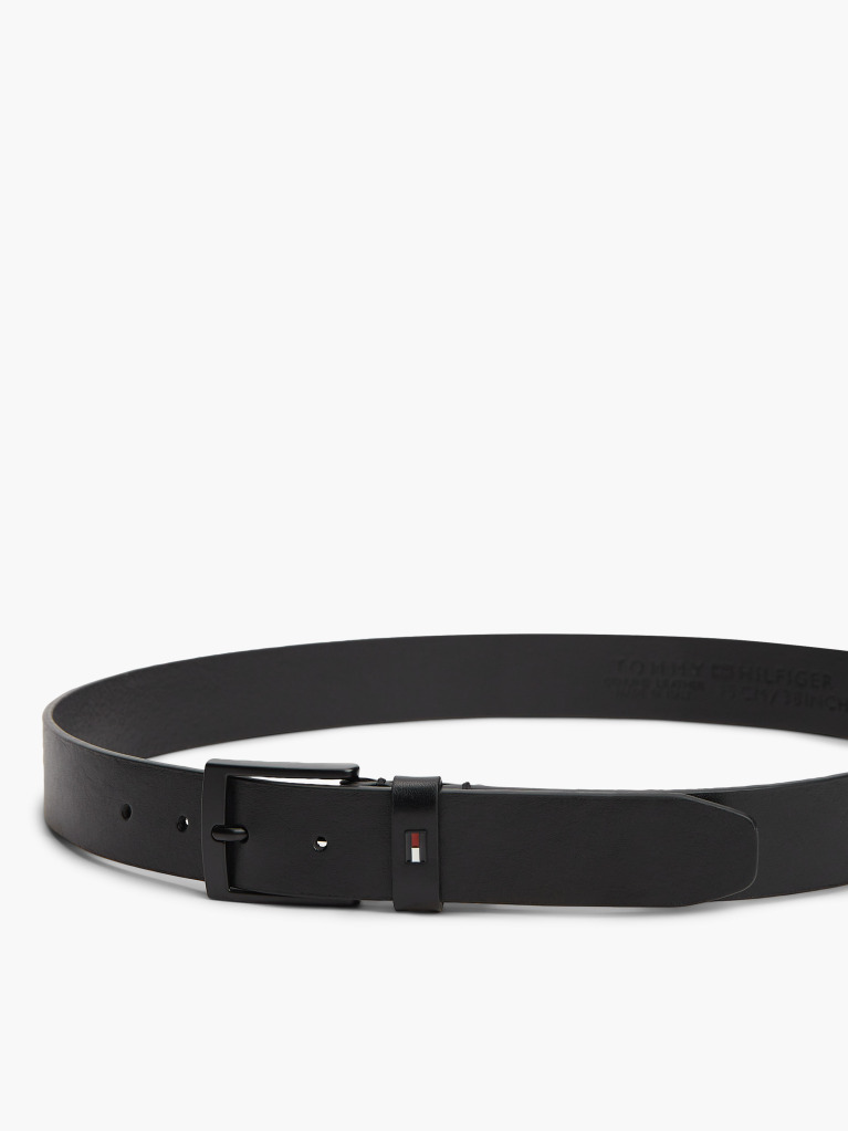 Black Square Buckle Leather Belt  Men