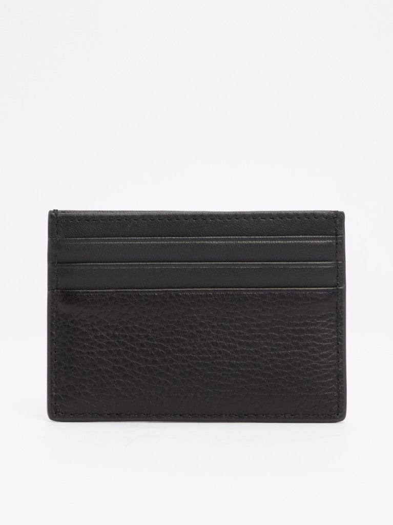 Black Premium Leather Logo Card Holder  Men