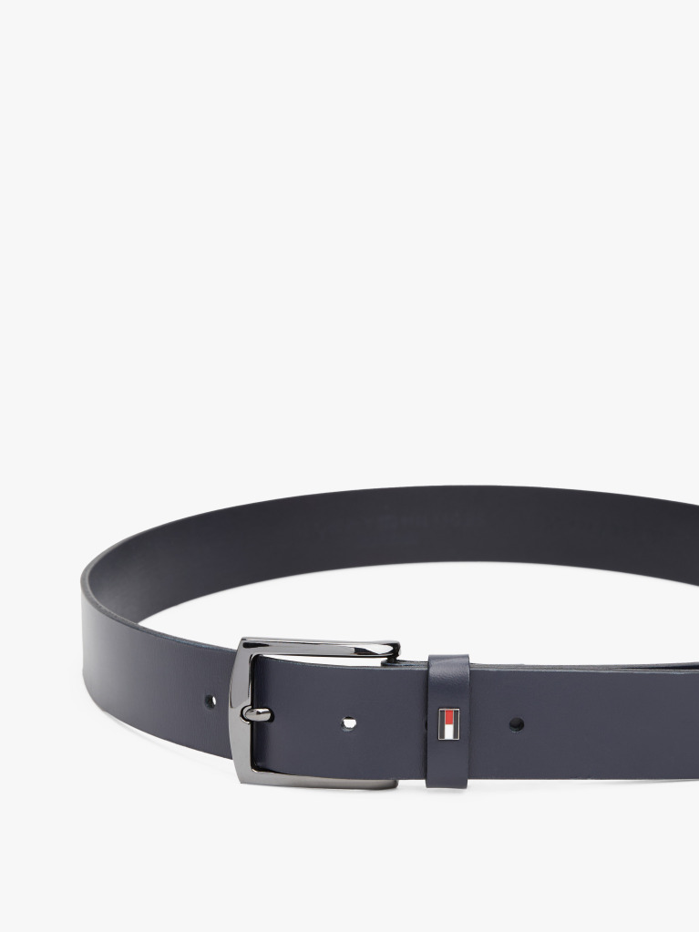 Blue Enamel Flag Square Buckle Leather Belt  Men