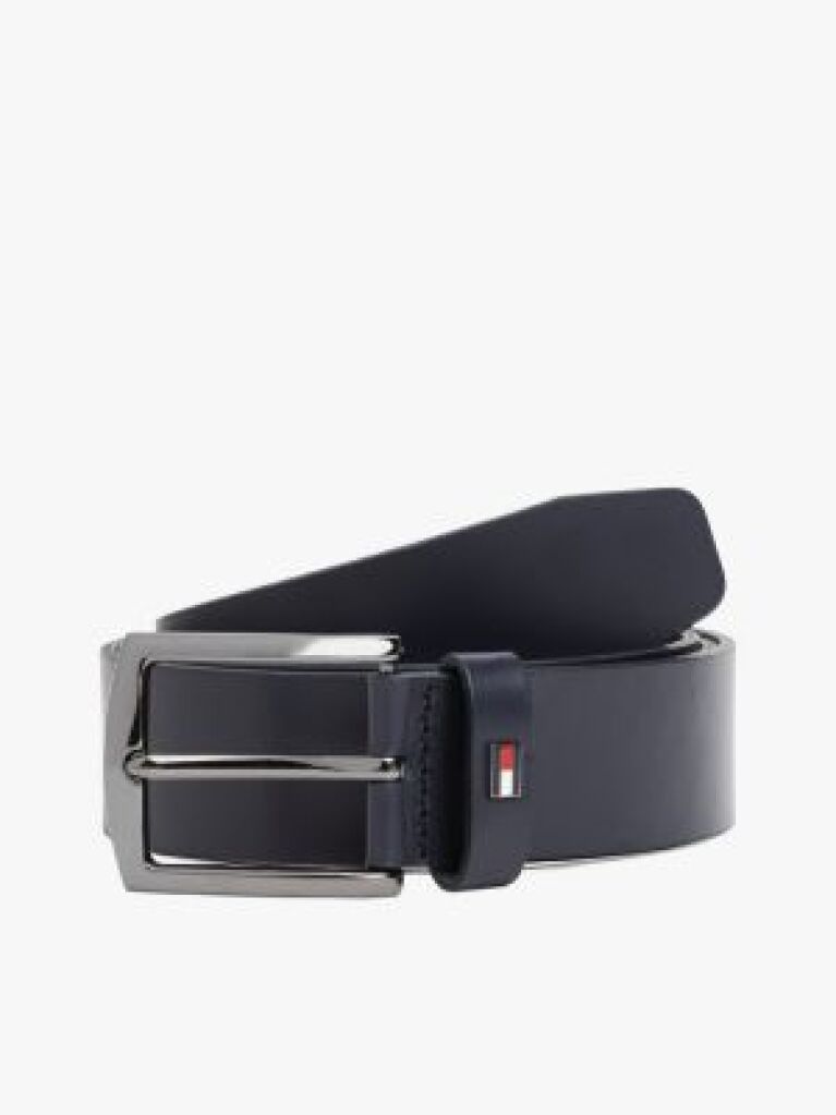 Blue Enamel Flag Square Buckle Leather Belt  Men