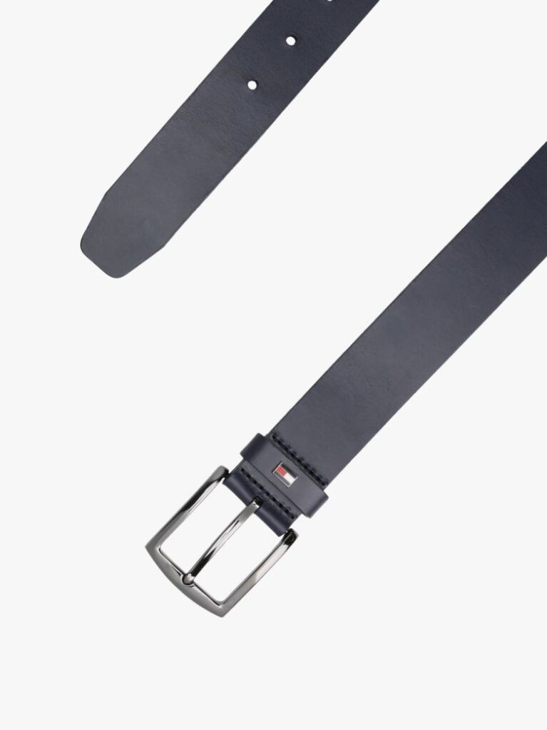 Blue Enamel Flag Square Buckle Leather Belt  Men