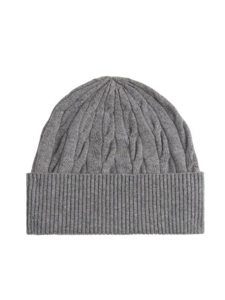 Grey Hilfiger Flag Cable Knit Wool Blend Beanie  Men