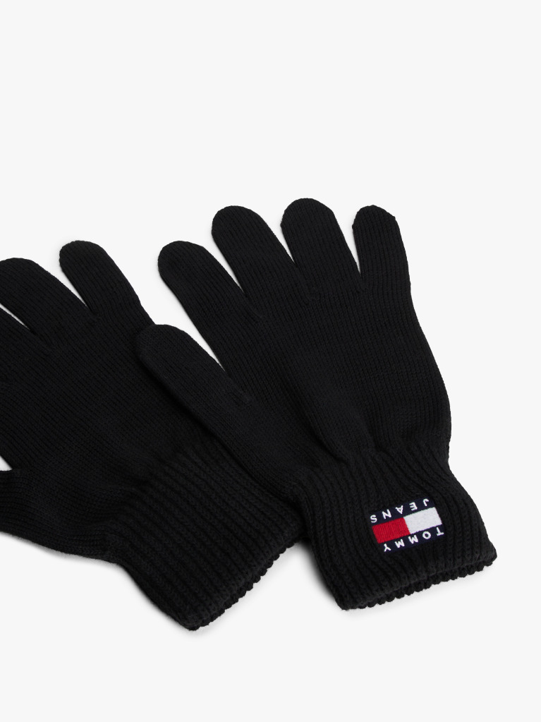 Black Heritage Rib-Knit Cuff Gloves  Men