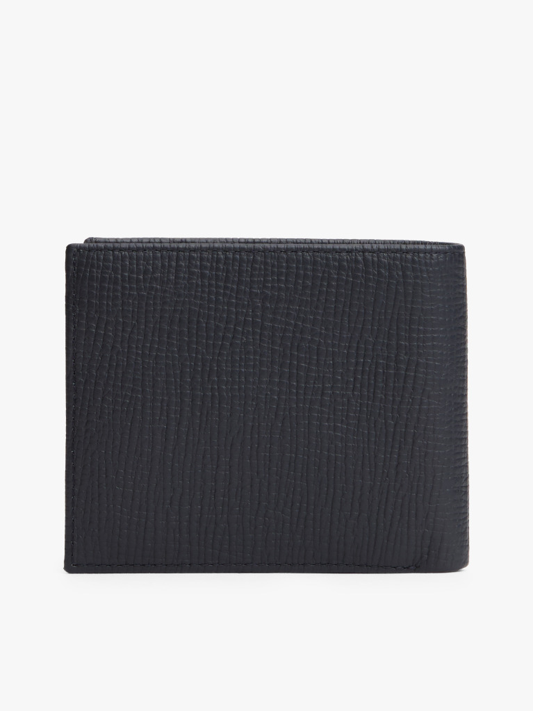 Blue Hilfiger Flag Leather Card And Coin Bifold Wallet  Men