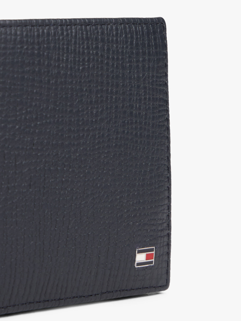 Blue Hilfiger Flag Leather Card And Coin Bifold Wallet  Men
