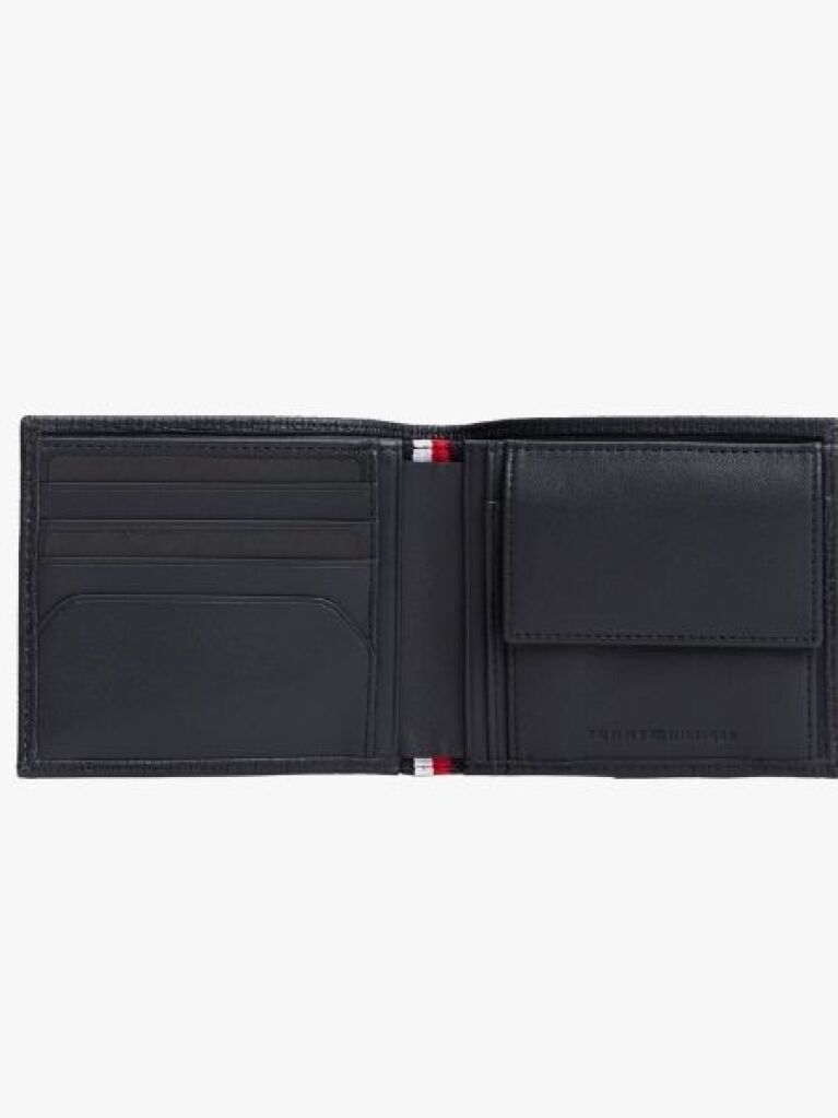 Blue Hilfiger Flag Leather Card And Coin Bifold Wallet  Men