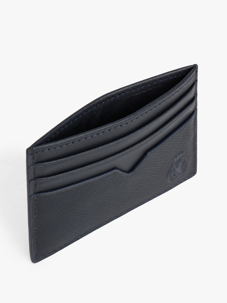 Blue Leather Card Holder And Key Fob Set  Men