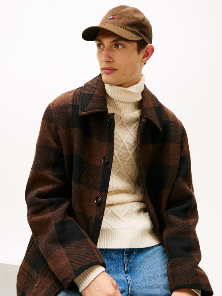 Khaki TH Flag Suede Canvas Five Panel Cap  Men