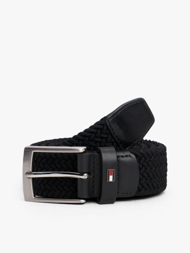 Black Braided Elastic Webbing Belt  Men