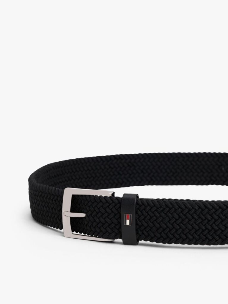 Black Braided Elastic Webbing Belt  Men