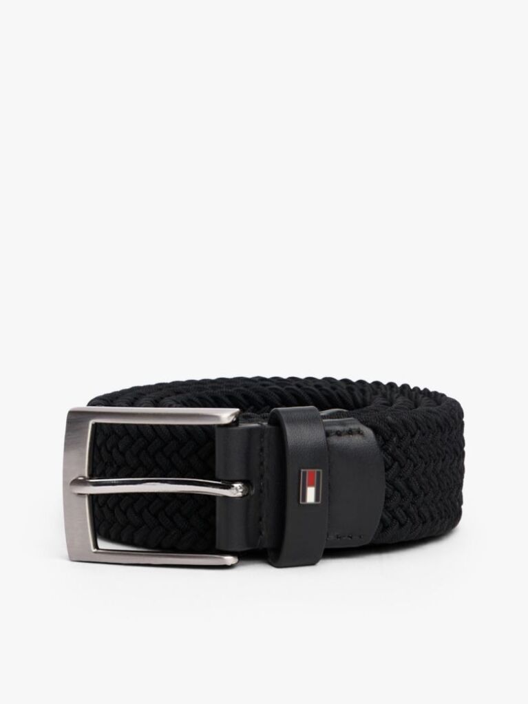 Black Braided Elastic Webbing Belt  Men