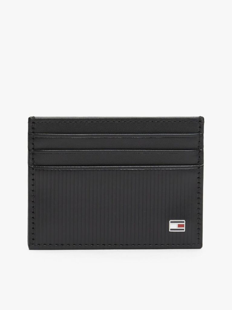 Μαύρο Hilfiger Flag Δερμάτινη Θήκη για Κάρτες  Άνδρες