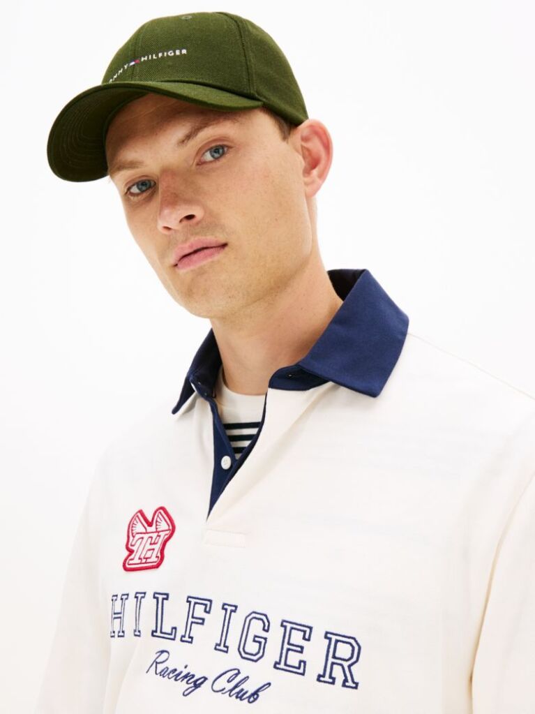 Green Logo Embroidery Twill Six-Panel Baseball Cap  Men