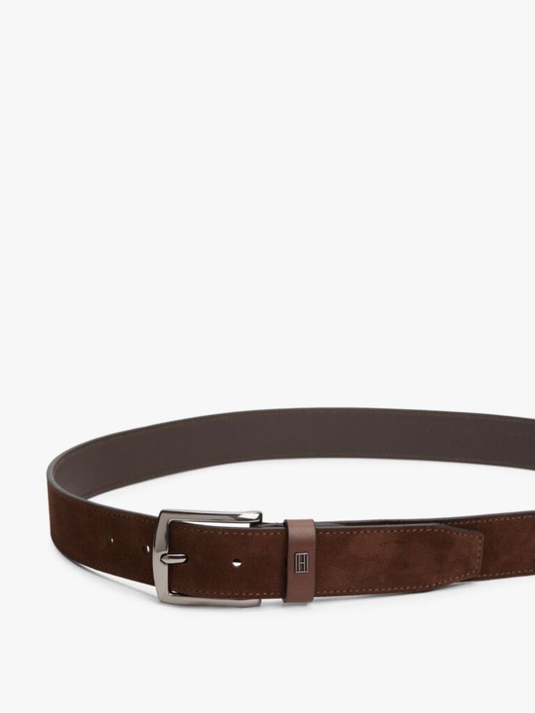 Brown Denton Flag Plaque Suede Belt  Men