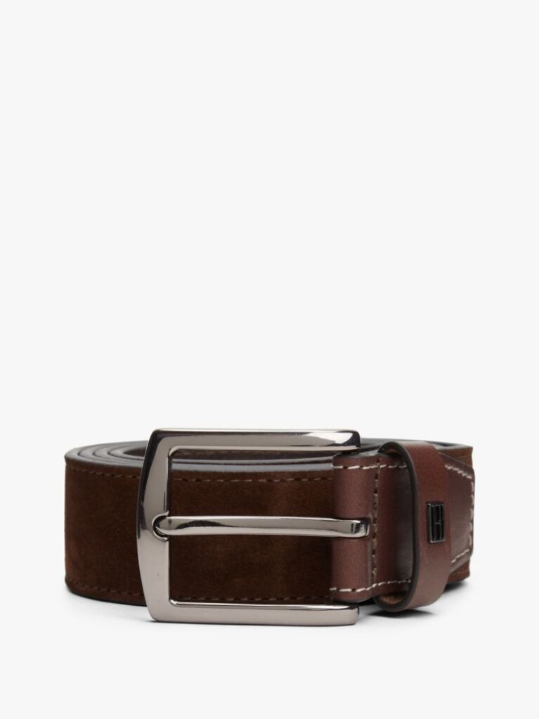 Brown Denton Flag Plaque Suede Belt  Men