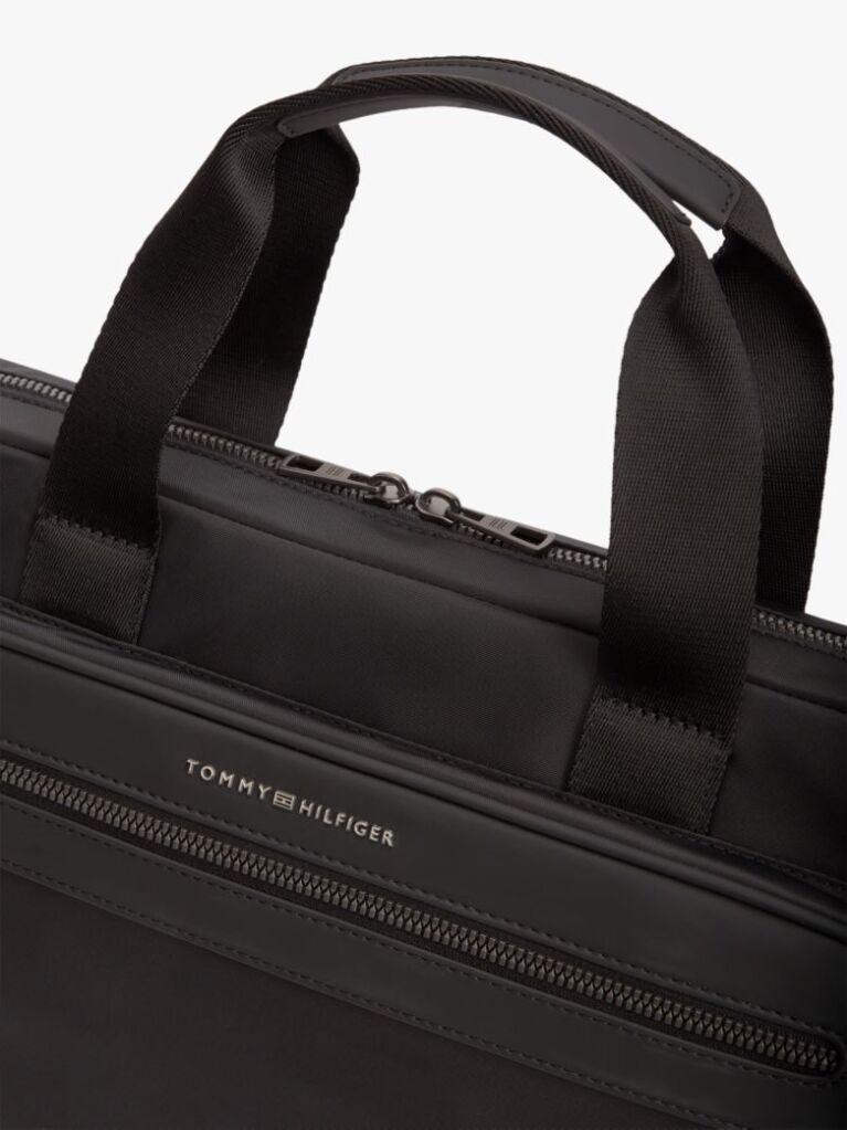 Black Metal Logo Laptop Bag  Men