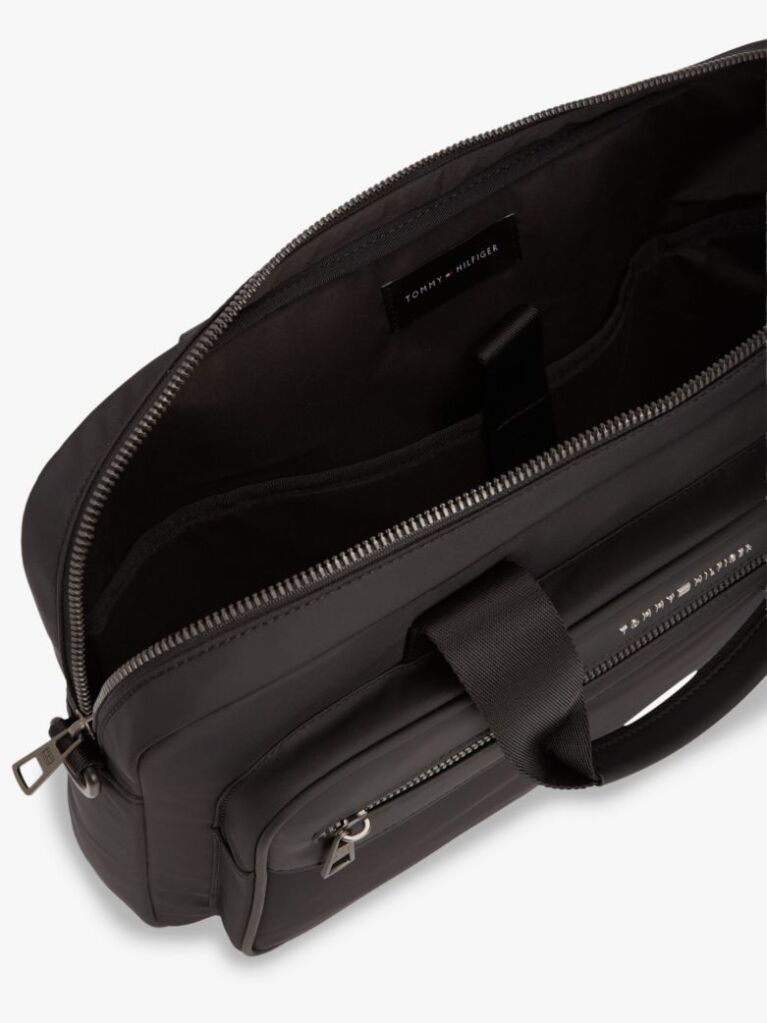 Black Metal Logo Laptop Bag  Men