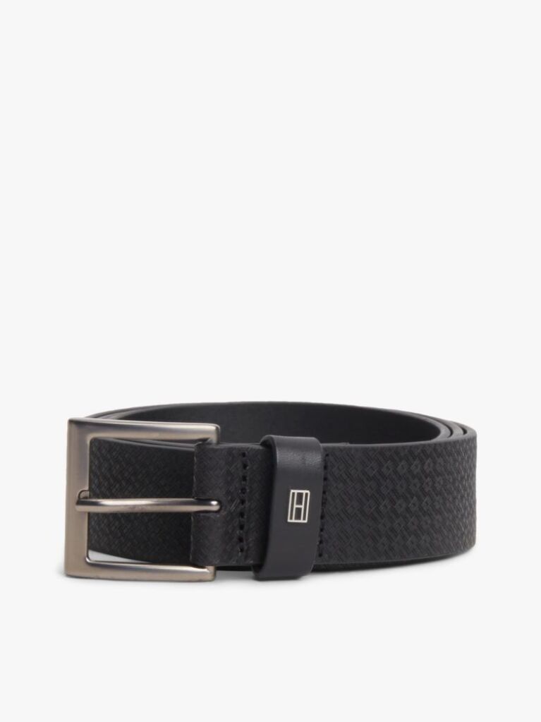 Black Flag Print Square Buckle Leather Belt  Men