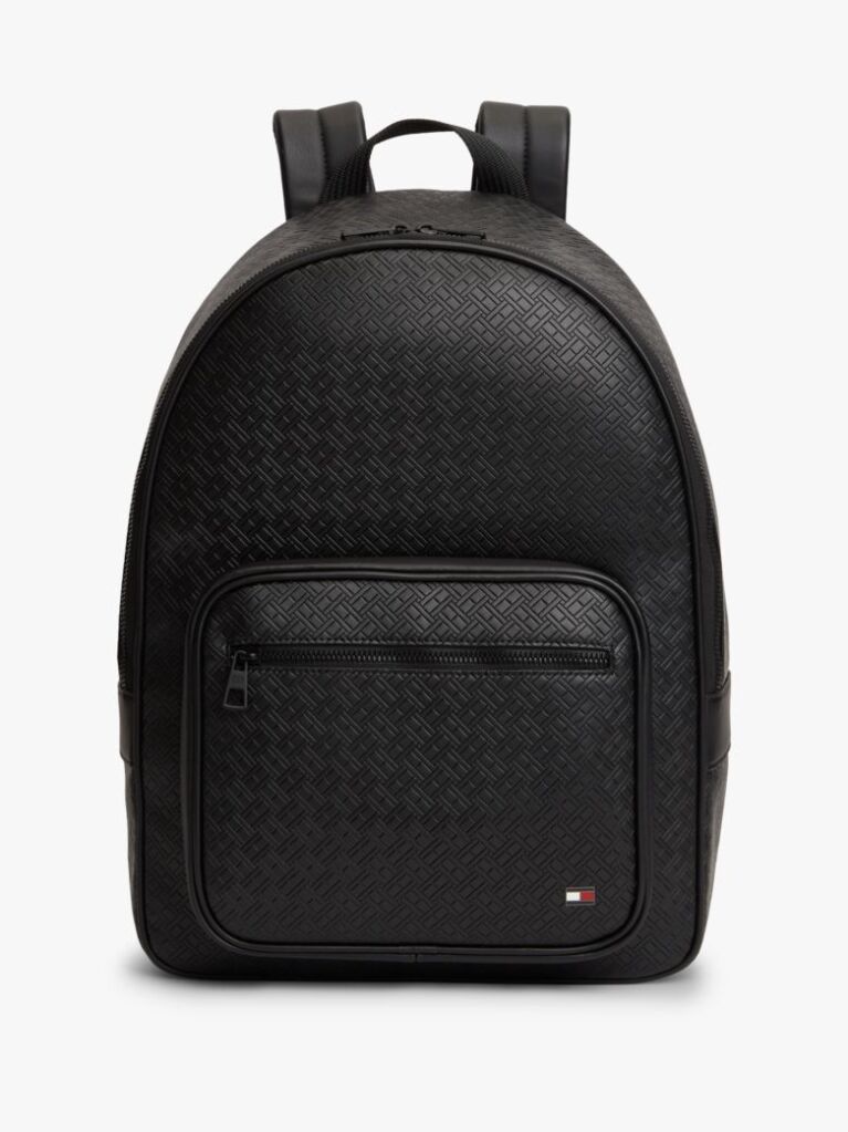 Black Embossed Flag Dome Backpack  Men