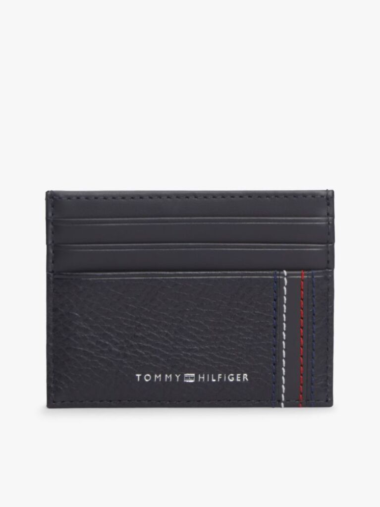Blue Logo Leather Credit Card Holder  Men