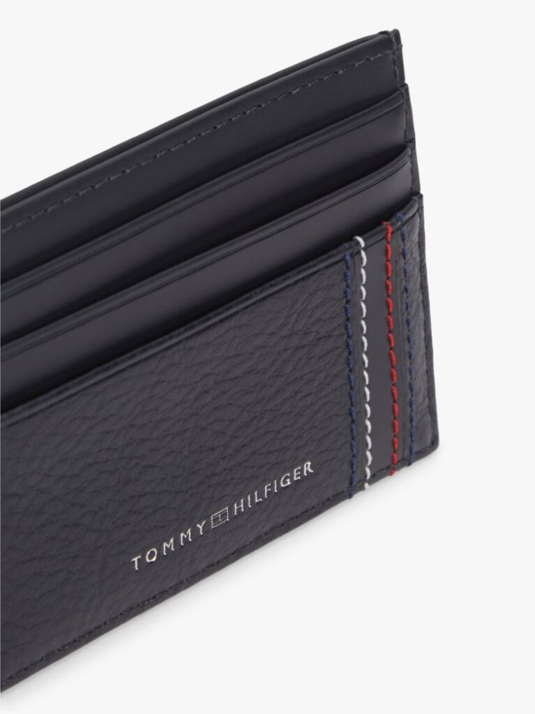 Blue Logo Leather Credit Card Holder  Men