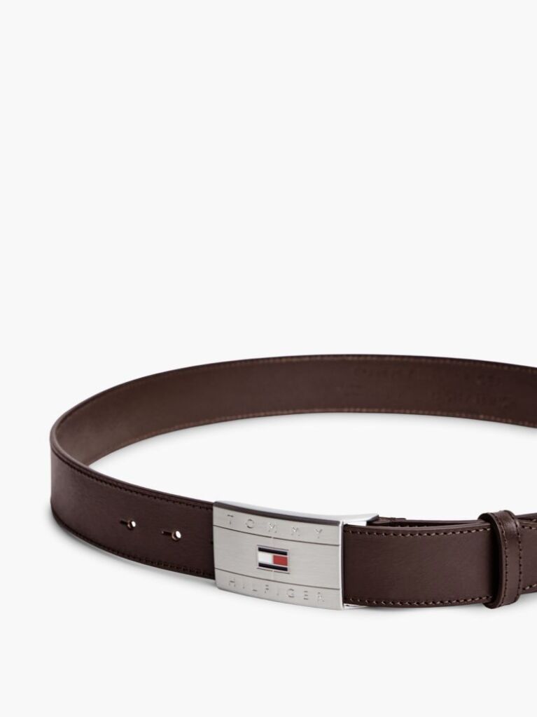 Brown Flag Plaque Leather Belt  Men