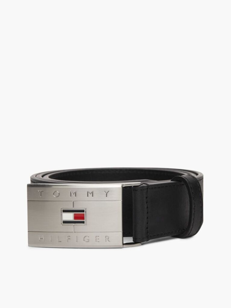 Black Flag Plaque Leather Belt  Men